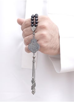 Subhati Gandeel Prayer Beads ( Misbah ) with metal Parts and Agate Stone | 8 MM Beads - 45  - Image 1