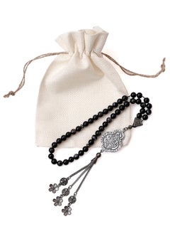 Subhati Gandeel Prayer Beads ( Misbah ) with metal Parts and Agate Stone | 8 MM Beads - 45  - Image 3