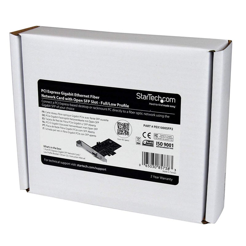 StarTech.com PCI Express Gigabit Ethernet Fiber Network Card w/Open SFP - PCIe GbE SFP Network Card Adapter NIC - Fiber Optic SFP Adapter, TAA (PEX1000SFP2) - Image 3