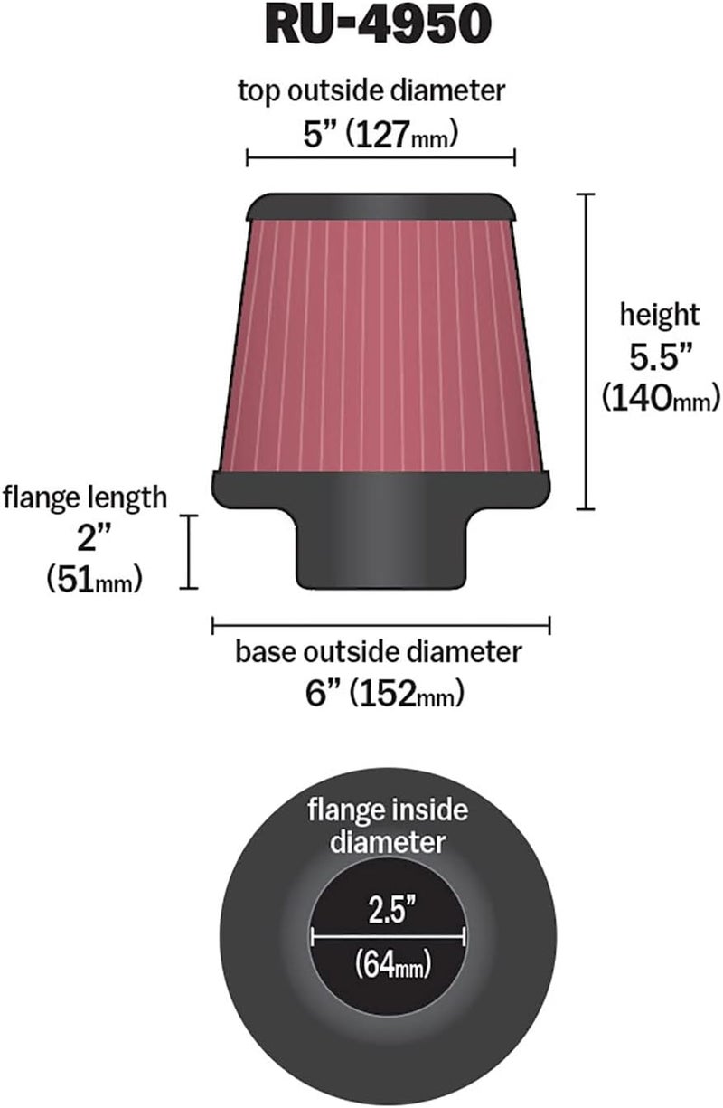 K&N فلتر هواء قابل للتثبيت من K&N عالمي - Image 2
