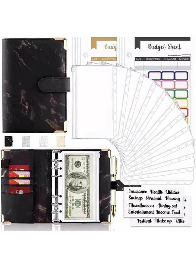 Y&D Budget Binder with Zipper Envelopes, 14Pcs Binder, Cash Envelopes for Budgeting, Money Organizer Cash, Planner Wallet Accessories Small Handbags (Black)  - Image 1