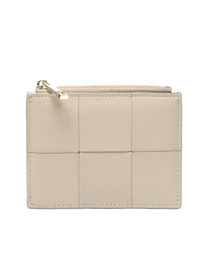 Loquat Leather Hand-Woven Wallet Beige  - Image 1