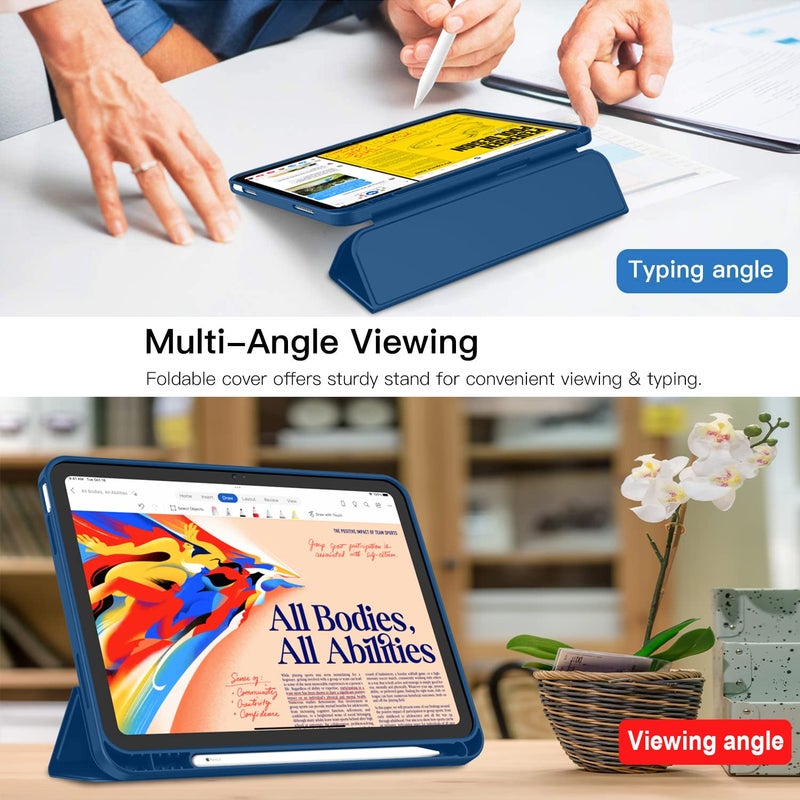 iMieet iPad (A16) Case 11th Gen/iPad 10th Generation Case [11-Inch 2025/10.9 Inch 2022] with Pencil Holder, Trifold Stand Smart Cover with Soft TPU Back,Auto Wake/Sleep(Navy Blue) - Image 3