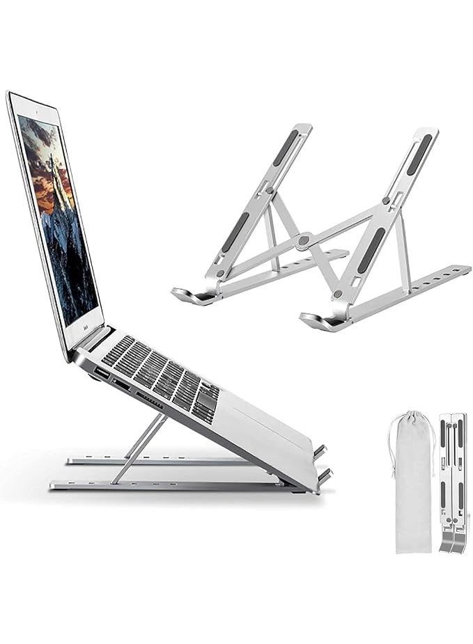 Adjustable Portable Laptop Stand, Aluminum Foldable Riser with 6 Height Levels, Compatible with 10-15.6” Laptops - Image 1