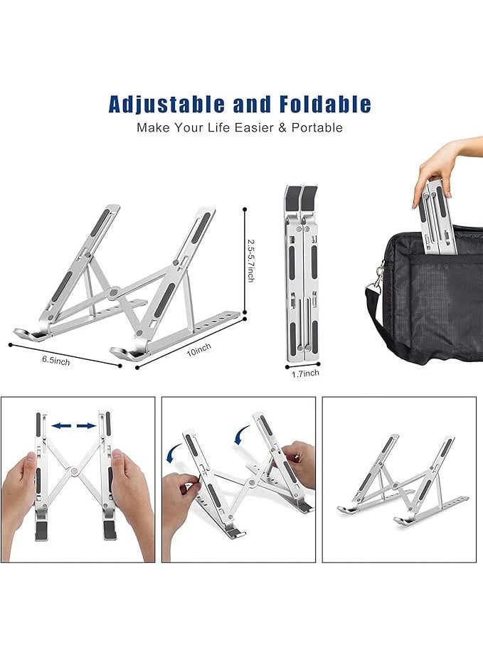 Adjustable Portable Laptop Stand, Aluminum Foldable Riser with 6 Height Levels, Compatible with 10-15.6” Laptops - Image 2