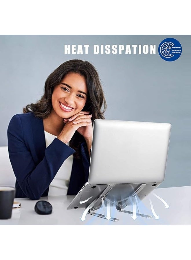 Adjustable Portable Laptop Stand, Aluminum Foldable Riser with 6 Height Levels, Compatible with 10-15.6” Laptops - Image 4