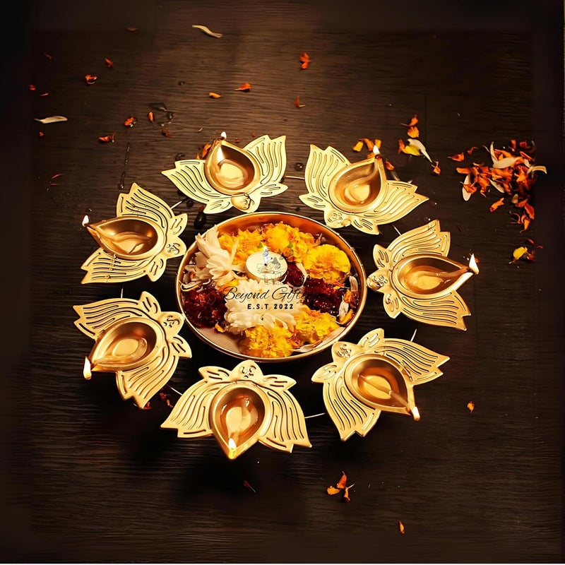Beyond Gifting Lotus Shape Diya Flower Urli Handcrafted Bowl for Floating Flowers & Tea Light Candles Home Living Room Office & Table Decor Diwali Decoration - Image 3