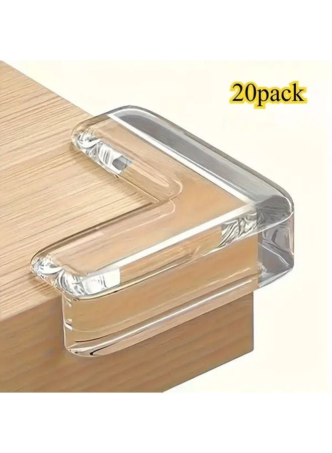 20 Pcs Transparent Safety Corner Protectors High Adhesive Gel For Tables Furniture - Image 1