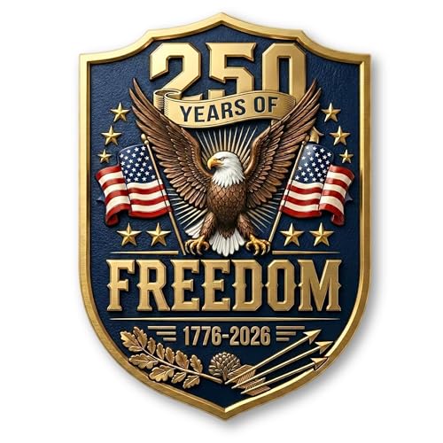 KATINAT Car Stickers and Decals 2 Pack USA 250th Anniversary Vinyl Patriotic Stickers American Flag Decal with Eagle Cross Design 250 Years of Freedom Decals for Vehicles Trucks Laptop - Image 1