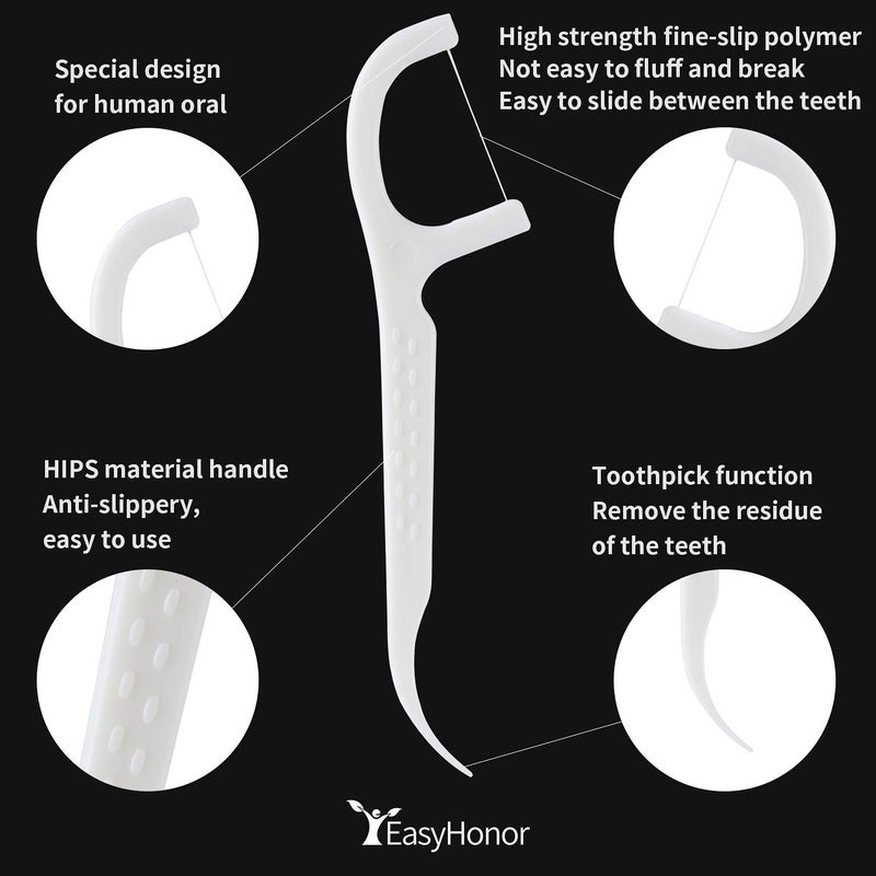 EasyHonor Dental Floss Picks, 2 Travel Floss Cases,100 Counts,Each Individually Wrapped, Dental Flossers,Floss Sticks,Tooth Floss,Dental Sticks,Teeth Flossers Picks, Gift 1 Mini Toothpick Box. - Image 2