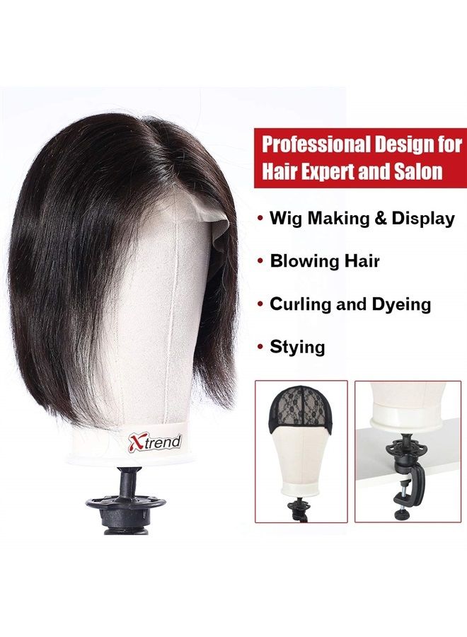 Xtrend 21"-24''Canvas Block Head for Hair Extension/Lace Wigs/Display Poly Mannequin Manikin Head Wig Stand/Head Dryer/Making Wig Drying Styling Coloring 23inch - Image 2