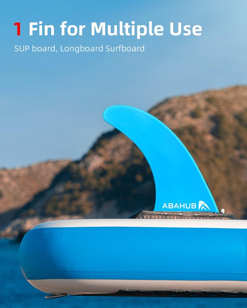 Abahub 8'' SUP Single Center Fin with 1 No Tool Fin Screw, Fiberglass Reinforeced 8 inch SUP Replacement Fins for Surfboard, Stand-up Paddle Board, Longboard, Black/Blue/White - Image 5