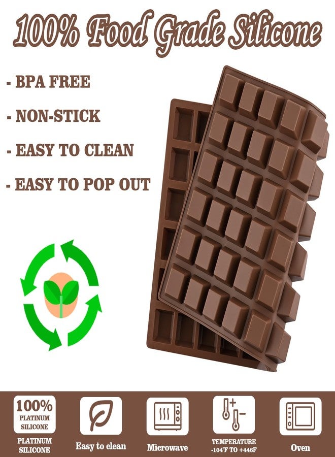 Sakolla 2 Pack Square Chocolate Molds, 72 Cavities Terrace Silicone Molds for Chocolate, Candy, Gummy, Jelly, Ganache, Ice Cubes (Brown) - Image 2