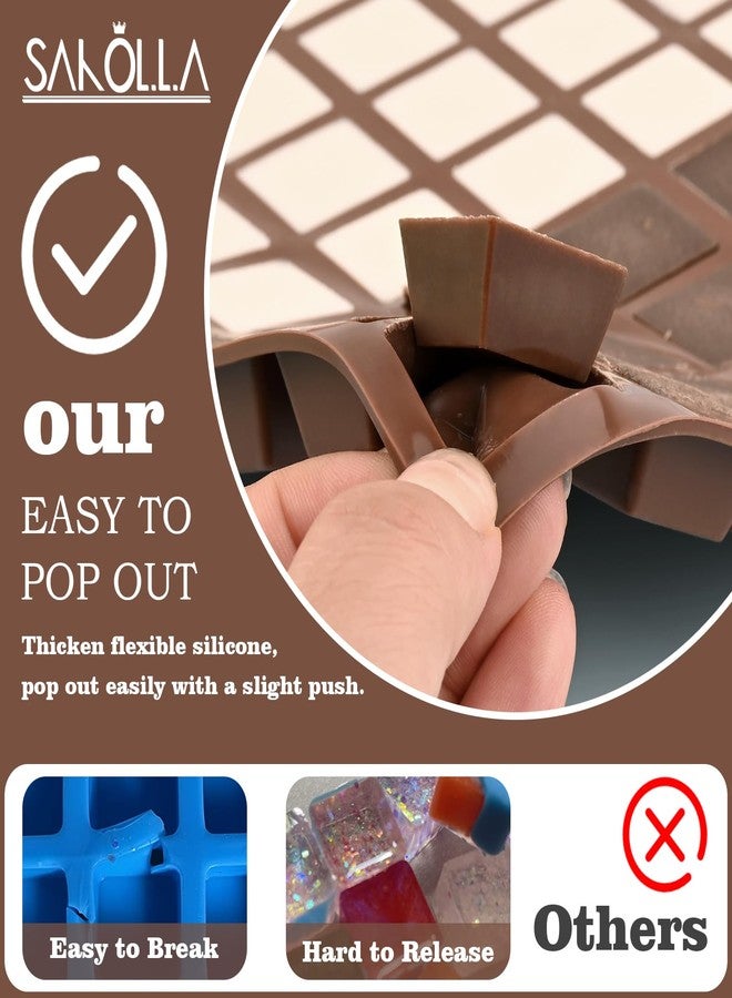 Sakolla 2 Pack Square Chocolate Molds, 72 Cavities Terrace Silicone Molds for Chocolate, Candy, Gummy, Jelly, Ganache, Ice Cubes (Brown) - Image 4