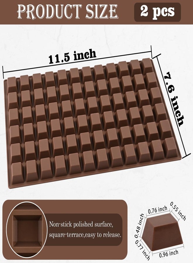 Sakolla 2 Pack Square Chocolate Molds, 72 Cavities Terrace Silicone Molds for Chocolate, Candy, Gummy, Jelly, Ganache, Ice Cubes (Brown) - Image 3