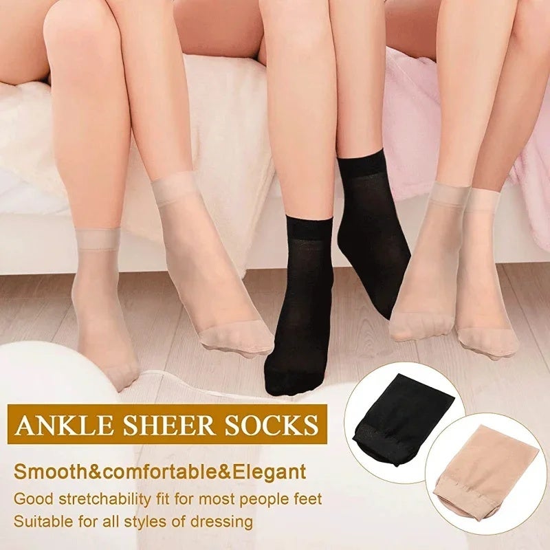 1/20Pairs Ultra Thin Women Socks Summer Transparent Crystal Silk Socks Sexy Elastic Silky Short Girls Ankle Invisible Socks - Image 3