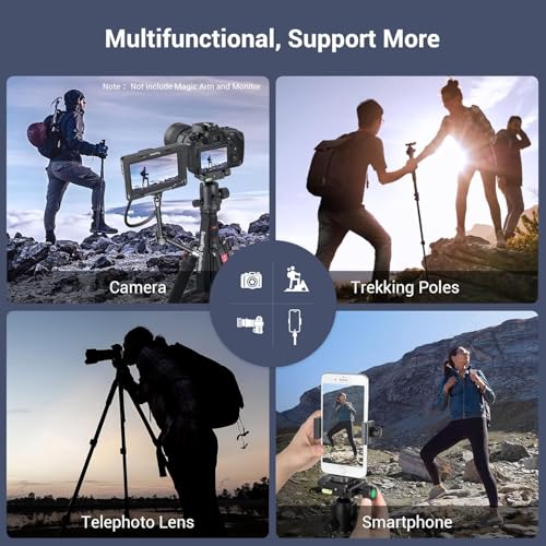 SMALLRIG حامل كاميرا SmallRig CT-20، حامل ثلاثي قابل للطي من الألمنيوم بارتفاع 78.7" و monopod، رأس كروي قابل للفصل بزاوية 360°، قدرة تحميل 33 رطل (200 سم/78.7") - Image 5