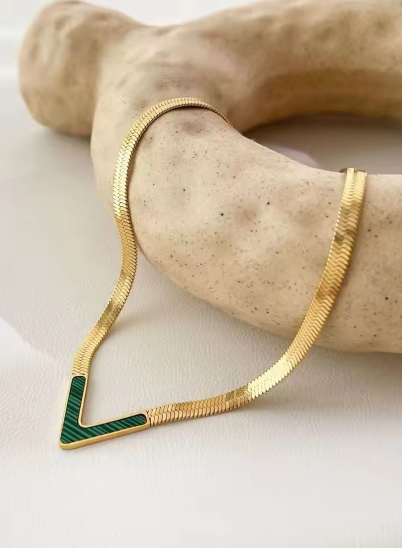 إيكوال سلسال نسائي أنيق من الاستانلس ستيل مطلي باللون الذهبي - Image 3