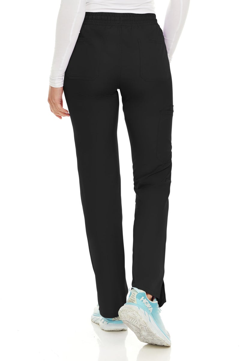 MediChic Women's Straight Leg Seven Pocket Cargo Scrub Pants with 4-Way Stretch Anti-Wrinkle Moisture Wicking Scrubs Black - Image 2