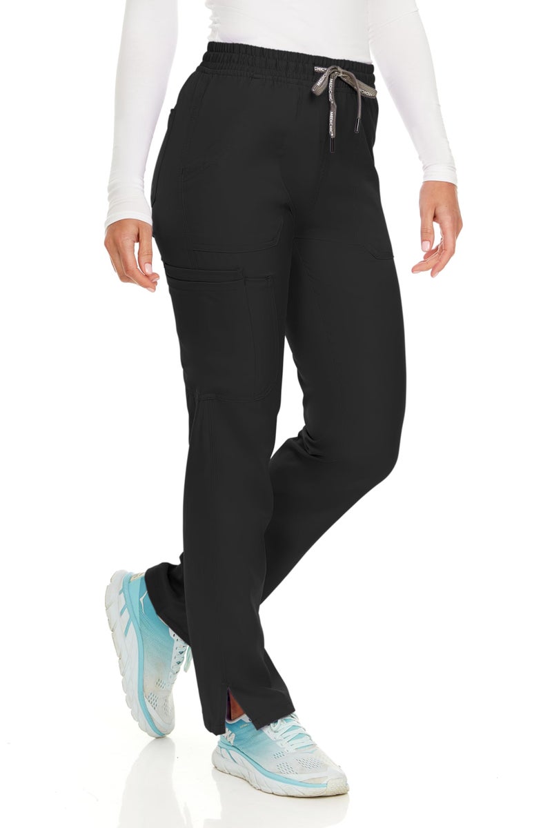 MediChic Women's Straight Leg Seven Pocket Cargo Scrub Pants with 4-Way Stretch Anti-Wrinkle Moisture Wicking Scrubs Black - Image 1