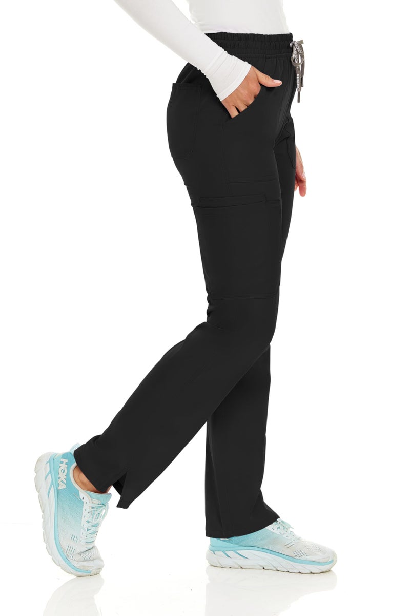 MediChic Women's Straight Leg Seven Pocket Cargo Scrub Pants with 4-Way Stretch Anti-Wrinkle Moisture Wicking Scrubs Black - Image 3