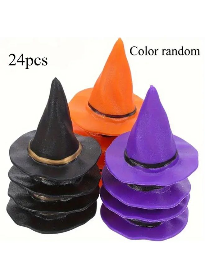 24pcs Mini Witch Hats Purple Black Orange Halloween Party Decorations - Image 3