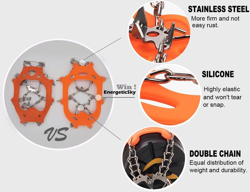 Linist Crampons for Hiking Boots, Ice Cleats for Shoes and Boots, Shoe Ice & Snow Grips for Women and Men, Traction Cleats for Snow and Ice Walking (Color May Vary) - Image 4
