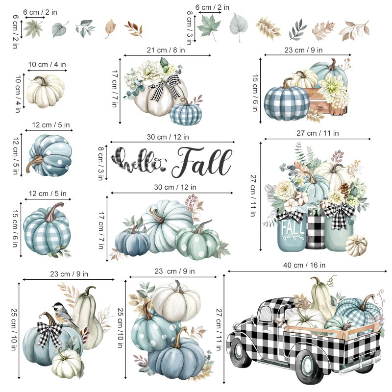 decalmile Woodland Animals Fall Pumpkin Window Clings Deer Fox Racoon Autumn Harvest Double Sided Window Decals Anti-Collision Window Stickers - Image 4