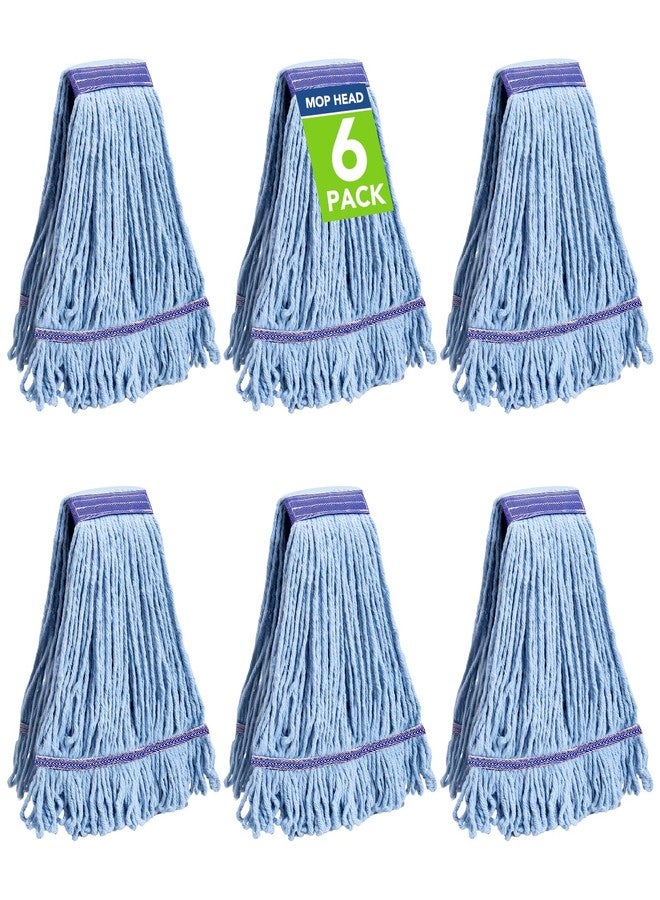 Zeefpod 6 Pack Commercial Mop Head Replacement – Heavy Duty Mop Head for General and Floor Cleaning | Industrial Wet Mops | Washable Refill, Reusable, Looped End Mopheads | Hardwood, Concrete - Image 1