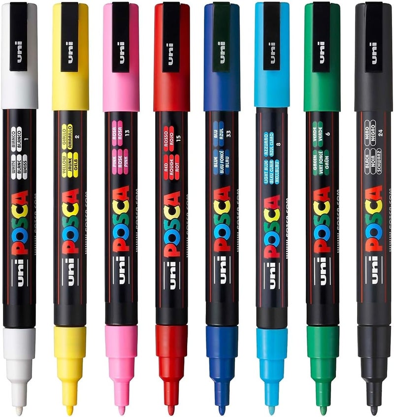Uniball uni POSCA PC-3M Water-Based Paint Markers - Pack of 8 - Image 2