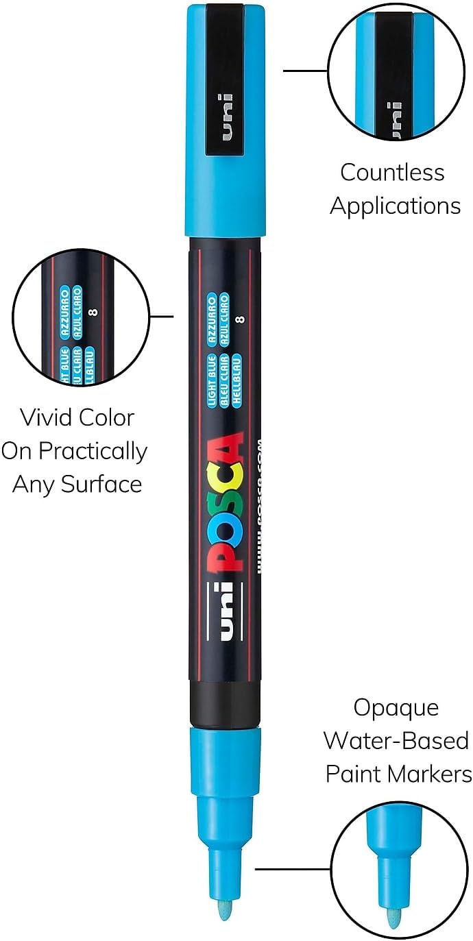 Uniball uni POSCA PC-3M Water-Based Paint Markers - Pack of 8 - Image 4