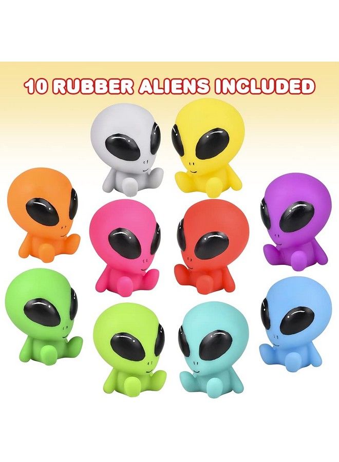 ArtCreativity Rubber Galactic Aliens Set Of 10 Alien Toys For Kids In Assorted Colors Great As Outer Space Party Favors Bath Toys For Kids Swimming Pool Toys And Office Desk Decorations - Image 3