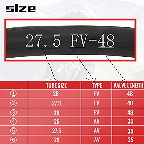BWSHLF 27.5" Mountain Bike Inner Tubes (2 Pack), Durable Butyl Rubber MTB Bicycle Replacement Fit 2.1-2.4, Presta Valve 48mm - Image 4