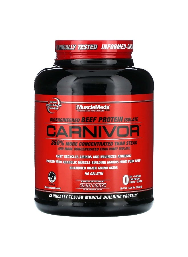 MUSCLEMEDS MuscleMeds, Carnivor, Bioengineered Beef Protein Isolate, Fruit Punch, 3.67 lbs (1,669 g)  - Image 1