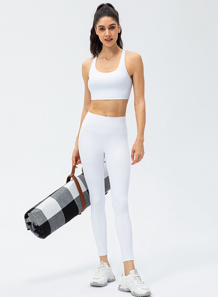 Loquat Double-sided grinding hair shock-proof sports bra high-waist tight pants fitness two-piece set  - Image 1
