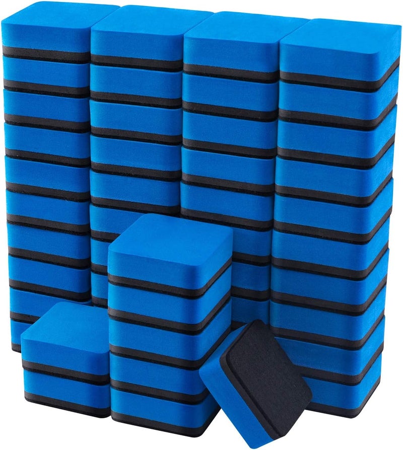 favide Favourde 48 Pack Magnetic Whiteboard Dry Erase Erasers Chalkboard Cleansers for Classroom, Home and Office (Blue) - Image 1