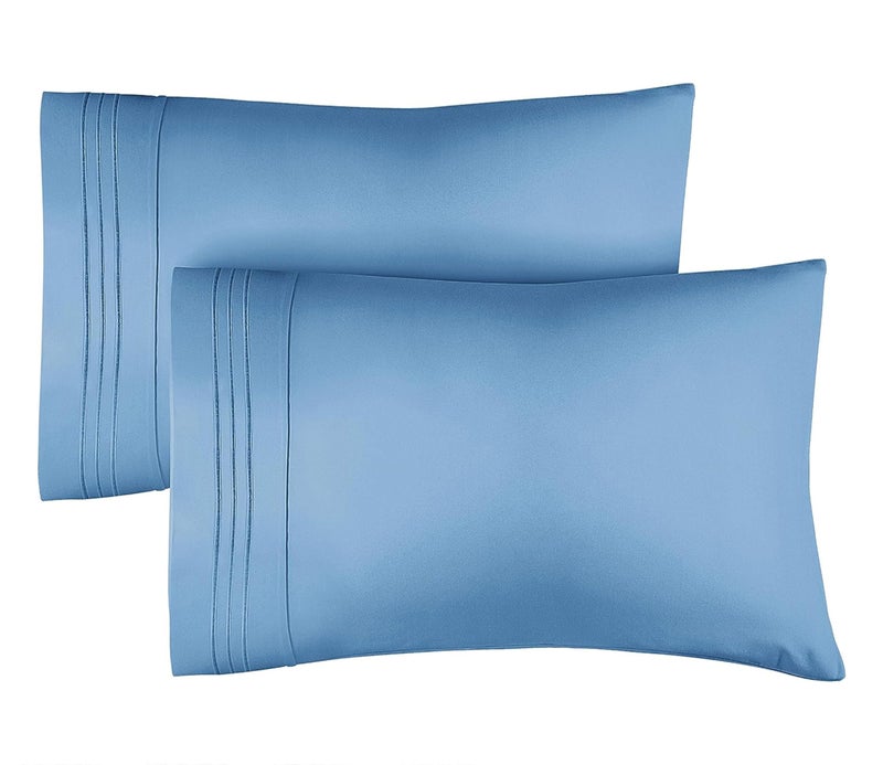 CGK Unlimited CGK Unlimited King Pillow Cases (Set of 2) - Extra Soft  Hotel Quality Pillowcase Covers- Comfy Bedding for All- Machine Washable Pillow Protectors- 2 Piece- Denim Blue  - Image 1