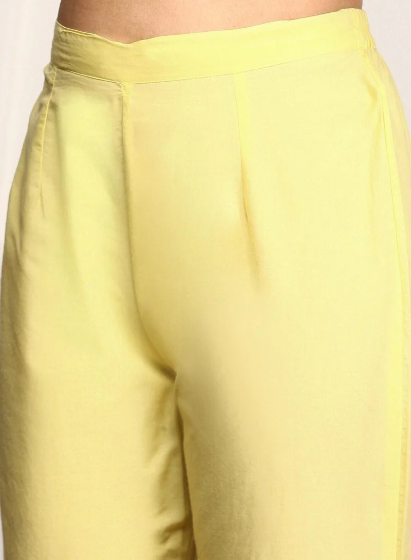 ISHIN  Women'S Yellow 100% Cotton Embellished Regular Fit Kurta Set for Women | Best Price UAE
