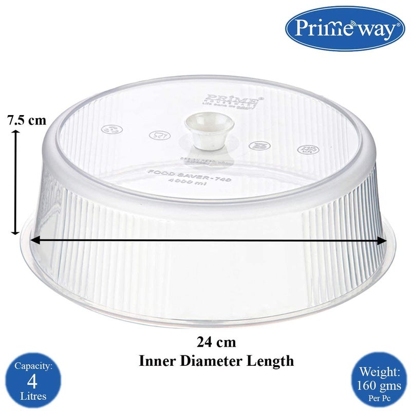 Primeway® Polypropylene Big Food Cover Lid | Microwave Splatter Free | Multipurpose Use | Tableware | Reheating | 9.5 inch | Pack of 2 Pcs | Clear - Image 4