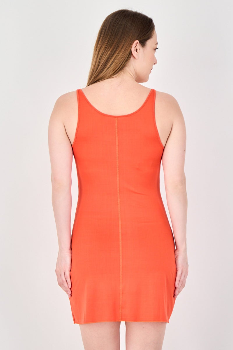 MONKI Women Plain Mini Dress, Orange - Image 2