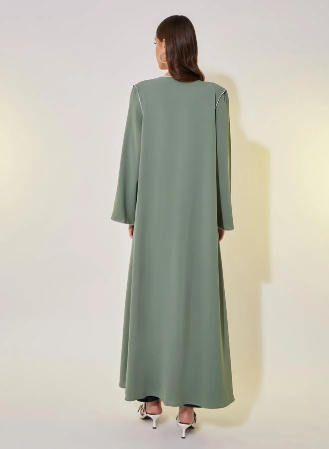 Styli Styli Contrast Stitching Detail Regular Fit Kimono