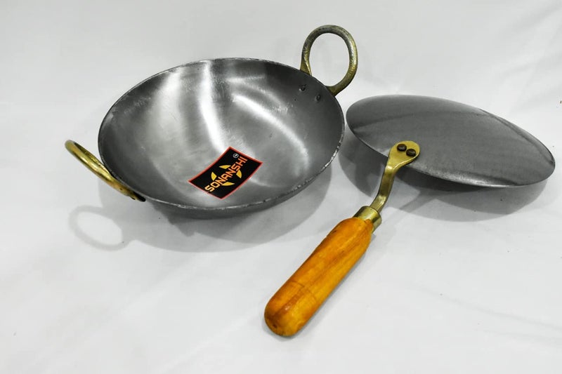 Sonanshi Sonanshi Combo of Iron/Loha/Lokhand White Kadhai (10 Inches) & Pure White Iron/Loha Roti/Chapati Tawa (9.5 Inches)  - Image 2