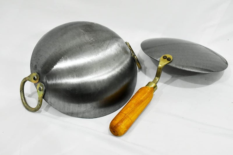 Sonanshi Sonanshi Combo of Iron/Loha/Lokhand White Kadhai (10 Inches) & Pure White Iron/Loha Roti/Chapati Tawa (9.5 Inches)  - Image 3