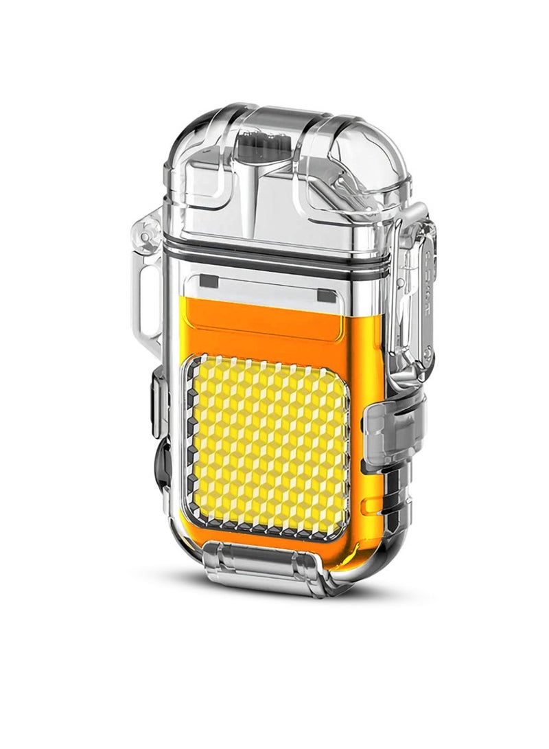 DIGI CORE Dual Arc Lighter USB Charging Electric Lighter And Mini COB Light Keychain Light With 3 Flashlight Mode The Perfect Combo For All Your Lighting Needs For Indoor And Outdoor Use Orange - Image 1
