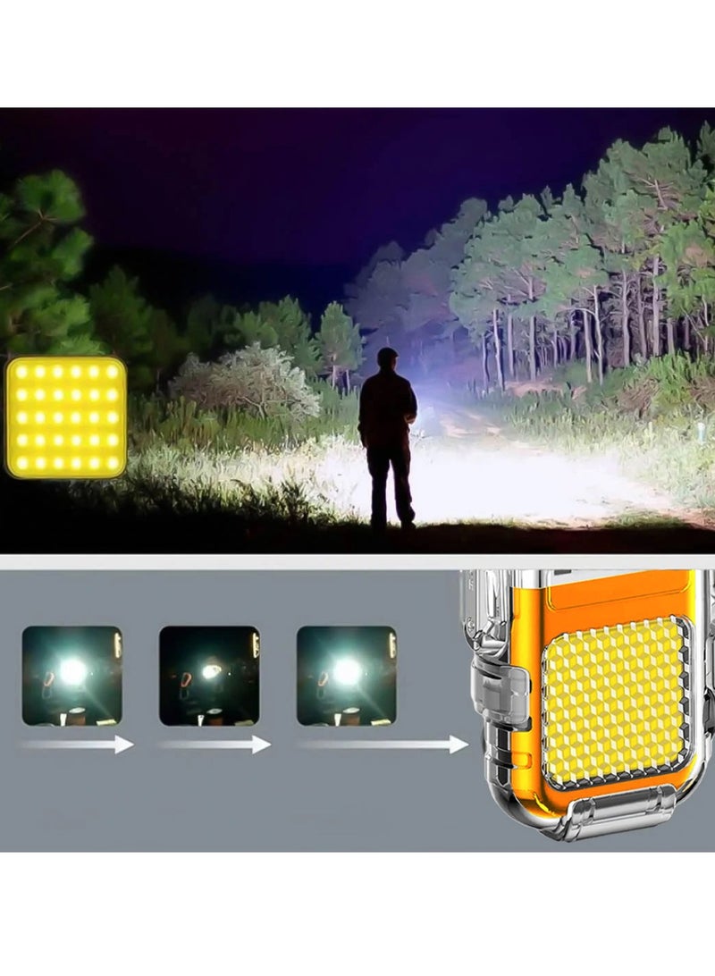 DIGI CORE Dual Arc Lighter USB Charging Electric Lighter And Mini COB Light Keychain Light With 3 Flashlight Mode The Perfect Combo For All Your Lighting Needs For Indoor And Outdoor Use Orange - Image 3