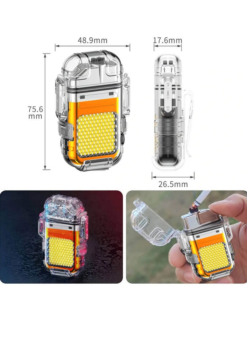 DIGI CORE Dual Arc Lighter USB Charging Electric Lighter And Mini COB Light Keychain Light With 3 Flashlight Mode The Perfect Combo For All Your Lighting Needs For Indoor And Outdoor Use Orange - Image 4