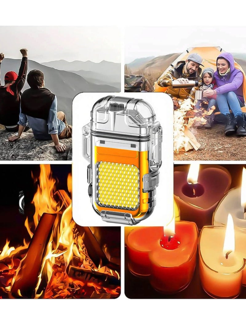 DIGI CORE Dual Arc Lighter USB Charging Electric Lighter And Mini COB Light Keychain Light With 3 Flashlight Mode The Perfect Combo For All Your Lighting Needs For Indoor And Outdoor Use Orange - Image 2