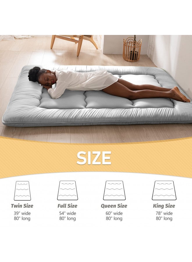 MAXYOYO Japanese Floor Mattress Futon Mattress, Thicken Daybed Sleeping Pad Foldable Roll Up Boys Girls Dormitory Kids Lounger Bed Couch and Sofa, Grey, Full - Image 5