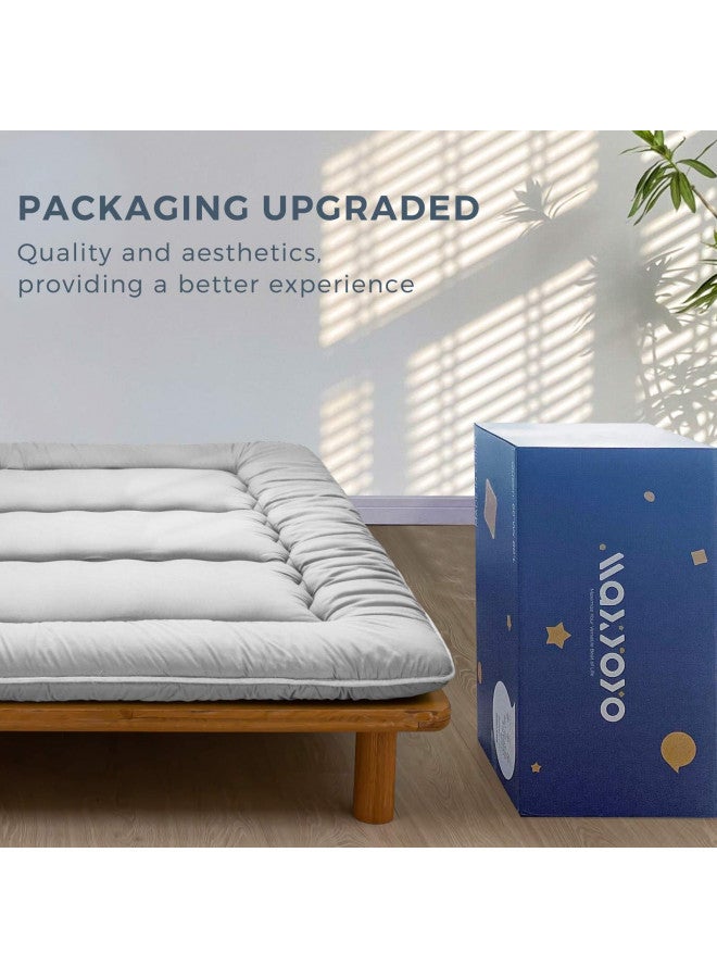 MAXYOYO Japanese Floor Mattress Futon Mattress, Thicken Daybed Sleeping Pad Foldable Roll Up Boys Girls Dormitory Kids Lounger Bed Couch and Sofa, Grey, Full - Image 3