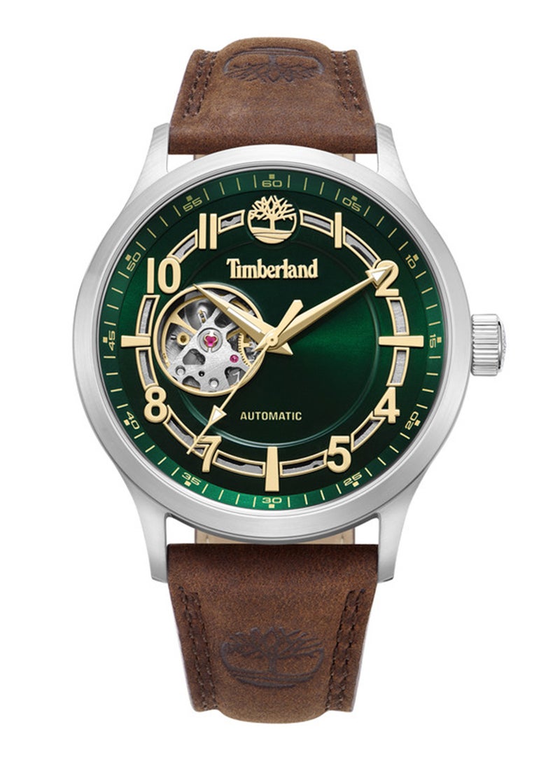 Timberland Men Langerbuck Green Dial Leather Strap Automatic Watch for Men, 46mm - Image 1